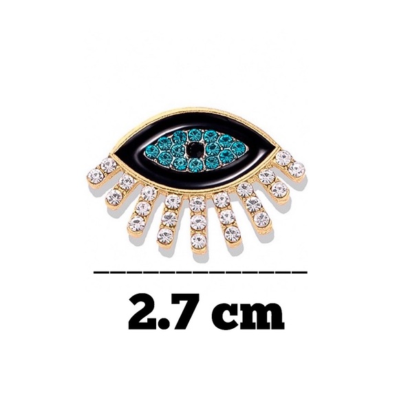 Any 2/$20! Gold/Blue Glitter Evil Eye Earrings - Picture 4 of 7